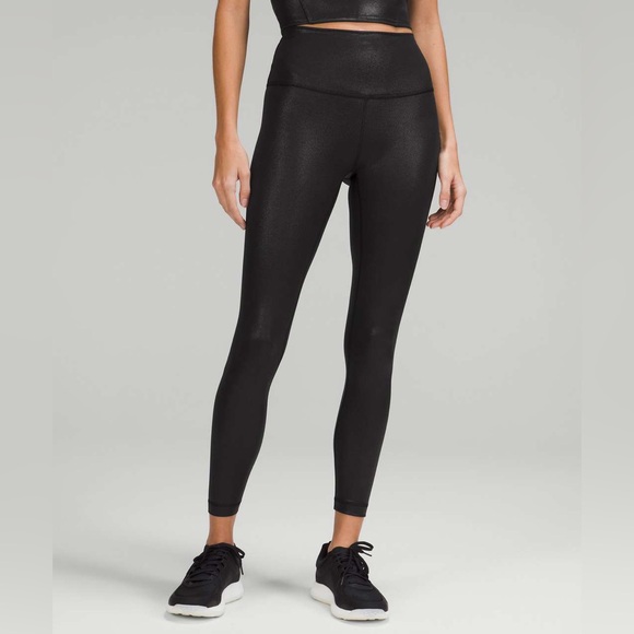 Lululemon Wunder Train HR Black Foil Tight 25” Size 10 - Picture 1 of 9